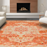 Ultra Soft Area Rug, Non Slip, Stain Resistant, Washable Area Rugs for Living Room, Bedroom, Charming Soft Textured Motif Runner(Orange)