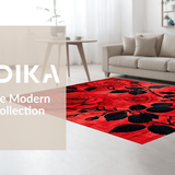 Ultra Soft Area Rug, Non Slip, Stain Resistant, Washable Area Rugs for Living Room, Bedroom, Striking Minimalist Nature Theme(Red)