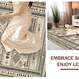 Ultra Soft Area Rug, Non Slip, Stain Resistant, Washable Area Rugs for Living Room, Bedroom, Sophisticated Monochrome Circular Pattern(Beige)