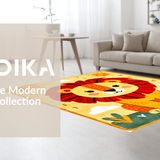 Ultra Soft Area Rug, Non Slip, Stain Resistant, Washable Area Rugs for Living Room, Bedroom, Round Nature-Inspired Playful Scene(Yellow)