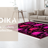Ultra Soft Area Rug, Non Slip, Stain Resistant, Washable Area Rugs for Living Room, Bedroom, Playful Halloween Iconography Design(Pink)