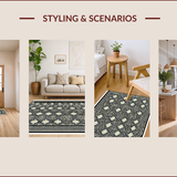 Ultra Soft Area Rug, Non Slip, Stain Resistant, Washable Area Rugs for Living Room, Bedroom, Black Ivory Geometric Living Room Area Rug(Black)