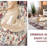 Ultra Soft Area Rug, Non Slip, Stain Resistant, Washable Area Rugs for Living Room, Bedroom, Artful Muted Floral Composition(Beige)