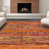 Ultra Soft Area Rug, Non Slip, Stain Resistant, Washable Area Rugs for Living Room, Bedroom, Rustic Multicolor Striped Aesthetic(Red)