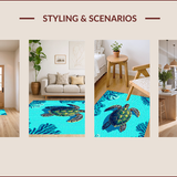 Ultra Soft Area Rug, Non Slip, Stain Resistant, Washable Area Rugs for Living Room, Bedroom, coastal nautical turtle(Blue)