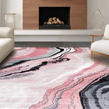 Ultra Soft Area Rug, Non Slip, Stain Resistant, Washable Area Rugs for Living Room, Bedroom, Artistic Marble-Inspired Decorative Piece(Pink)