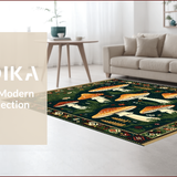Ultra Soft Area Rug, Non Slip, Stain Resistant, Washable Area Rugs for Living Room, Bedroom, Rustic Mushroom Botanical Motif(Green)