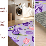 Ultra Soft Area Rug, Non Slip, Stain Resistant, Washable Area Rugs for Living Room, Bedroom, Vibrant Rustic Floral Patterns Collection(Purple)
