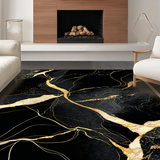 Ultra Soft Area Rug, Non Slip, Stain Resistant, Washable Area Rugs for Living Room, Bedroom, Dynamic Modern Geometric Blend(Black)