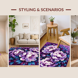 Ultra Soft Area Rug, Non Slip, Stain Resistant, Washable Area Rugs for Living Room, Bedroom, Chic Contemporary Floral Touch(Purple)