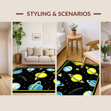 Ultra Soft Area Rug, Non Slip, Stain Resistant, Washable Area Rugs for Living Room, Bedroom, Stellar Playful Universe Artwork(Yellow)