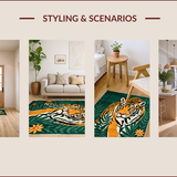 Ultra Soft Area Rug, Non Slip, Stain Resistant, Washable Area Rugs for Living Room, Bedroom, Elegant Earthy Animal Print Theme(Orange)