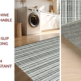 Ultra Soft Area Rug, Non Slip, Stain Resistant, Washable Area Rugs for Living Room, Bedroom, 6x9 Striped Carpet, Black and White Tassel Rug, Patented Washable Design(Black)