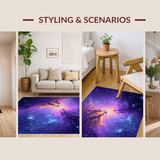 Ultra Soft Area Rug, Non Slip, Stain Resistant, Washable Area Rugs for Living Room, Bedroom, Dynamic Colorful Astral Elements(Purple)