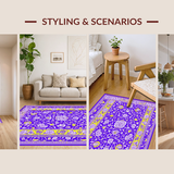 Ultra Soft Area Rug, Non Slip, Stain Resistant, Washable Area Rugs for Living Room, Bedroom, Whimsical Floral Patterned Mat(Purple)