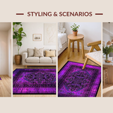 Ultra Soft Area Rug, Non Slip, Stain Resistant, Washable Area Rugs for Living Room, Bedroom, Energetic Pink and Black Theme(Purple)