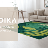 Ultra Soft Area Rug, Non Slip, Stain Resistant, Washable Area Rugs for Living Room, Bedroom, Sleek Geometric Floral Composition(Green)