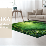 Ultra Soft Area Rug, Non Slip, Stain Resistant, Washable Area Rugs for Living Room, Bedroom, Charming Greenery Blossom Design(Green)