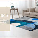 Ultra Soft Area Rug, Non Slip, Stain Resistant, Washable Area Rugs for Living Room, Bedroom, Contemporary Soft Abstract Swirls(Blue)