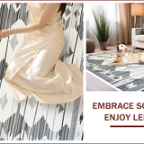 Ultra Soft Area Rug, Non Slip, Stain Resistant, Washable Area Rugs for Living Room, Bedroom, Ivory Black Geometric Bedroom Fringe Carpet(Beige)