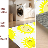 Ultra Soft Area Rug, Non Slip, Stain Resistant, Washable Area Rugs for Living Room, Bedroom, Happy Sunshine Inspired Art(Yellow)
