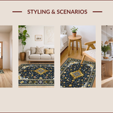 Ultra Soft Area Rug, Non Slip, Stain Resistant, Washable Area Rugs for Living Room, Bedroom, Elegant Gilded Geometric Embroidery(Blue)