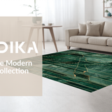Ultra Soft Area Rug, Non Slip, Stain Resistant, Washable Area Rugs for Living Room, Bedroom, Sleek Abstract Linear Patterns(Green)