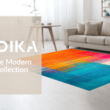 Ultra Soft Area Rug, Non Slip, Stain Resistant, Washable Area Rugs for Living Room, Bedroom, Contemporary Artistic Swirl Motif(Orange)