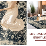 Ultra Soft Area Rug, Non Slip, Stain Resistant, Washable Area Rugs for Living Room, Bedroom, Neutral Palette Tribal Design(Gray)