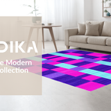 Ultra Soft Area Rug, Non Slip, Stain Resistant, Washable Area Rugs for Living Room, Bedroom, Retro Vibrant Checkerboard Style(Purple)