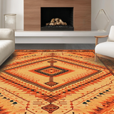 Ultra Soft Area Rug, Non Slip, Stain Resistant, Washable Area Rugs for Living Room, Bedroom, Vibrant Diamond Patterned Aesthetic(Orange)