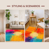 Ultra Soft Area Rug, Non Slip, Stain Resistant, Washable Area Rugs for Living Room, Bedroom, Vibrant Contemporary Splash Aesthetic(Orange)