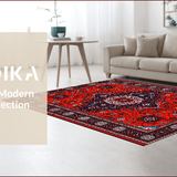 Ultra Soft Area Rug, Non Slip, Stain Resistant, Washable Area Rugs for Living Room, Bedroom, Red Vintage Boho Entryway Non-Slip Carpet(Red)