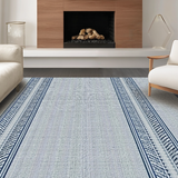 Ultra Soft Area Rug, Non Slip, Stain Resistant, Washable Area Rugs for Living Room, Bedroom, Luxurious Navy Tiled Arrangement(White)