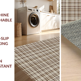 Ultra Soft Area Rug, Non Slip, Stain Resistant, Washable Area Rugs for Living Room, Bedroom, Sophisticated Vintage Checkered Appeal(Brown)