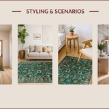 Ultra Soft Area Rug, Non Slip, Stain Resistant, Washable Area Rugs for Living Room, Bedroom, Chic Earthy Geometric Patterns(Green)