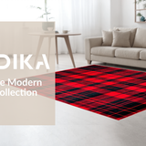 Ultra Soft Area Rug, Non Slip, Stain Resistant, Washable Area Rugs for Living Room, Bedroom, Rustic Vintage Checker Pattern(Red)