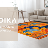 Ultra Soft Area Rug, Non Slip, Stain Resistant, Washable Area Rugs for Living Room, Bedroom, Dynamic Elephant Illustration Charm(Orange)