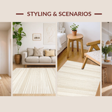 Ultra Soft Area Rug, Non Slip, Stain Resistant, Washable Area Rugs for Living Room, Bedroom, Sleek Earthy Geometric Arrangement(Beige)