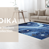 Ultra Soft Area Rug, Non Slip, Stain Resistant, Washable Area Rugs for Living Room, Bedroom, Mythical Sea Monster Rug With Swirling Tentacle Artwork Design(Blue)