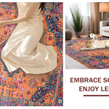 Ultra Soft Area Rug, Non Slip, Stain Resistant, Washable Area Rugs for Living Room, Bedroom, Vibrant Transitional Diamond Pattern(Orange)