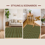 Ultra Soft Area Rug, Non Slip, Stain Resistant, Washable Area Rugs for Living Room, Bedroom, Chic Earthy Toned Tartan Pattern(Brown)