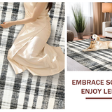 Ultra Soft Area Rug, Non Slip, Stain Resistant, Washable Area Rugs for Living Room, Bedroom, Boho White and Black Rug, Striped Pattern(Black)
