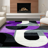 Ultra Soft Area Rug, Non Slip, Stain Resistant, Washable Area Rugs for Living Room, Bedroom, Artistic Color Block Arrangement(Purple)