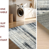 Ultra Soft Area Rug, Non Slip, Stain Resistant, Washable Area Rugs for Living Room, Bedroom, Farmhouse Style Black White Rug:  Woven Entryway Accent(Gray)