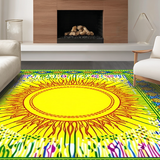 Ultra Soft Area Rug, Non Slip, Stain Resistant, Washable Area Rugs for Living Room, Bedroom, Joyful Abstract Sunburst Theme(Yellow)