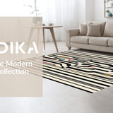 Ultra Soft Area Rug, Non Slip, Stain Resistant, Washable Area Rugs for Living Room, Bedroom, Geometric Serpentine Runner: Black & White Striped Entryway Rug(Black)