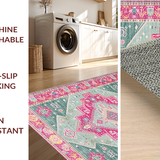 Ultra Soft Area Rug, Non Slip, Stain Resistant, Washable Area Rugs for Living Room, Bedroom, Rustic Tiled Patterned Charm(Blue)