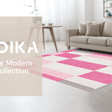 Ultra Soft Area Rug, Non Slip, Stain Resistant, Washable Area Rugs for Living Room, Bedroom, Fun Geometric Learning Pattern(Pink)
