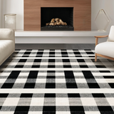 Ultra Soft Area Rug, Non Slip, Stain Resistant, Washable Area Rugs for Living Room, Bedroom, Modern Stripe Rug(Black)